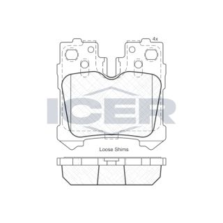 Stabdžių trinkelių rinkinys, diskinis stabdys ICER 181936