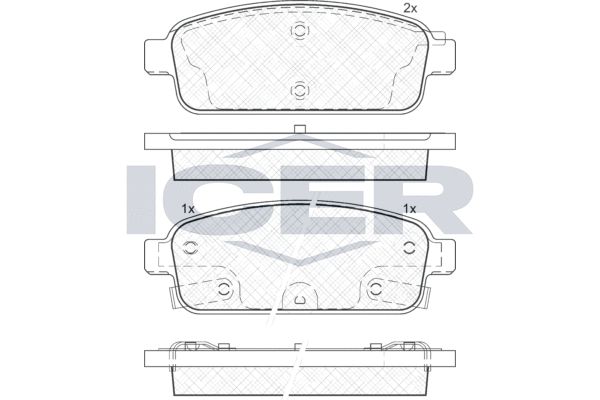Stabdžių trinkelių rinkinys, diskinis stabdys ICER 181943