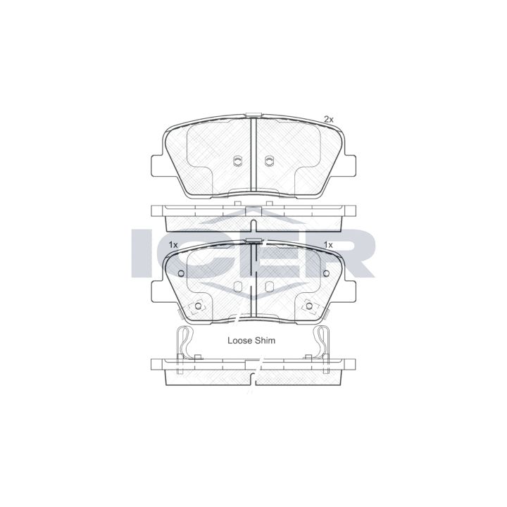 Stabdžių trinkelių rinkinys, diskinis stabdys ICER 181954