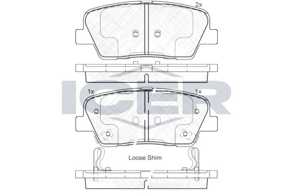 Stabdžių trinkelių rinkinys, diskinis stabdys ICER 181954