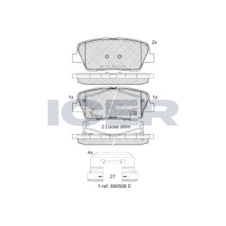 Stabdžių trinkelių rinkinys, diskinis stabdys ICER 181954-066