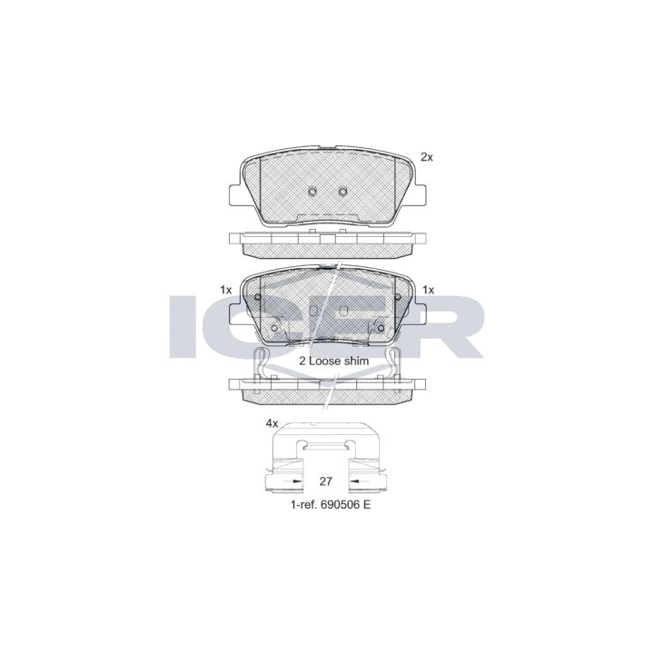 Stabdžių trinkelių rinkinys, diskinis stabdys ICER 181954-066
