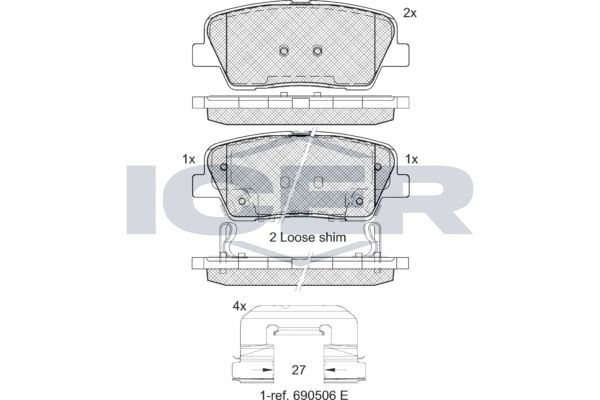 Stabdžių trinkelių rinkinys, diskinis stabdys ICER 181954-066