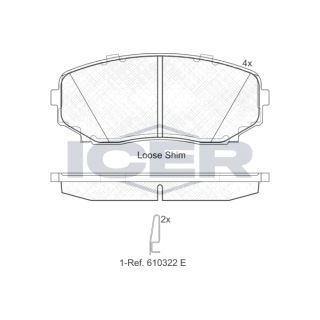 Stabdžių trinkelių rinkinys, diskinis stabdys ICER 181962