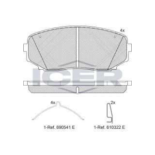 Stabdžių trinkelių rinkinys, diskinis stabdys ICER 181962-233