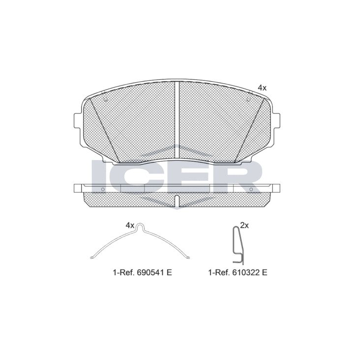 Stabdžių trinkelių rinkinys, diskinis stabdys ICER 181962-233