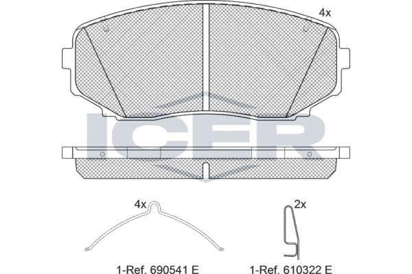 Stabdžių trinkelių rinkinys, diskinis stabdys ICER 181962-233