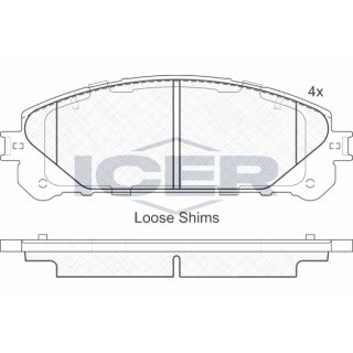 Stabdžių trinkelių rinkinys, diskinis stabdys ICER 181982