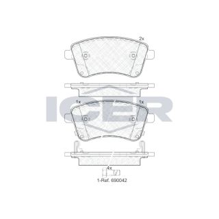 Stabdžių trinkelių rinkinys, diskinis stabdys ICER 181985