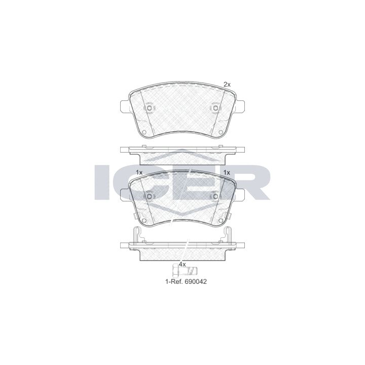 Stabdžių trinkelių rinkinys, diskinis stabdys ICER 181985