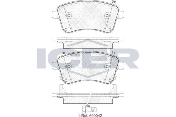 Stabdžių trinkelių rinkinys, diskinis stabdys ICER 181985