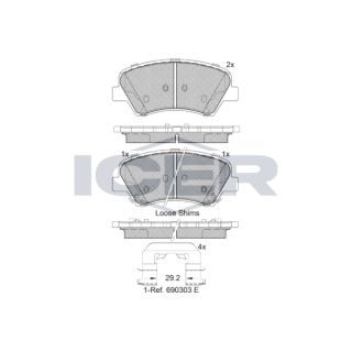 Stabdžių trinkelių rinkinys, diskinis stabdys ICER 182029
