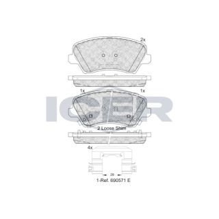 Stabdžių trinkelių rinkinys, diskinis stabdys ICER 182029-234