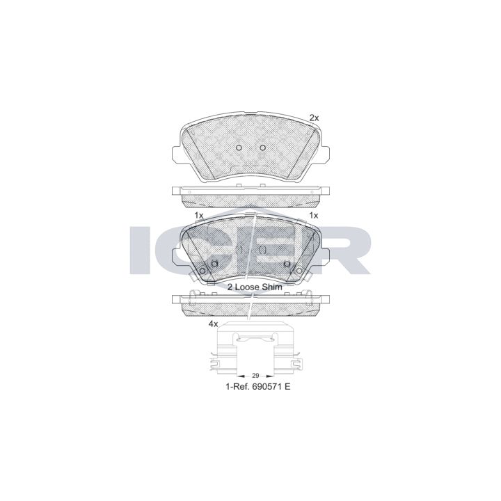 Stabdžių trinkelių rinkinys, diskinis stabdys ICER 182029-234