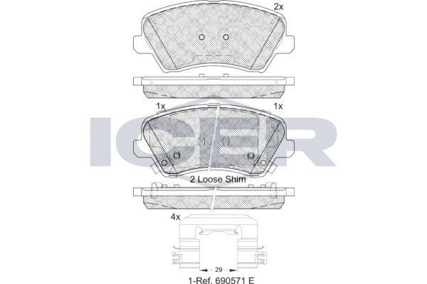 Stabdžių trinkelių rinkinys, diskinis stabdys ICER 182029-234