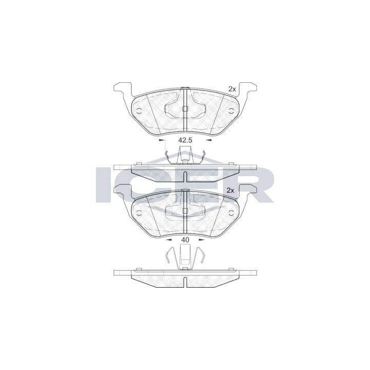 Stabdžių trinkelių rinkinys, diskinis stabdys ICER 182031