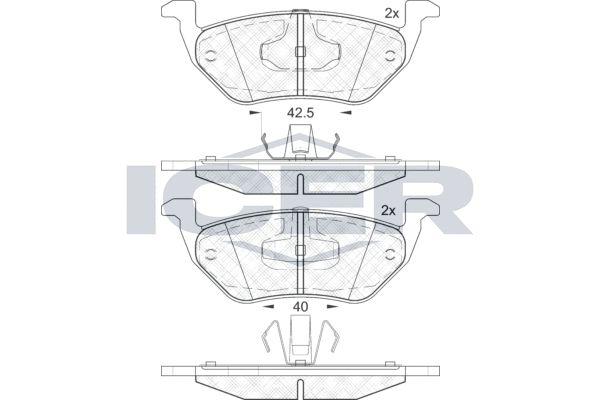 Stabdžių trinkelių rinkinys, diskinis stabdys ICER 182031