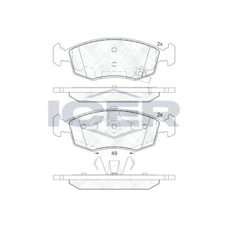 Stabdžių trinkelių rinkinys, diskinis stabdys ICER 182032