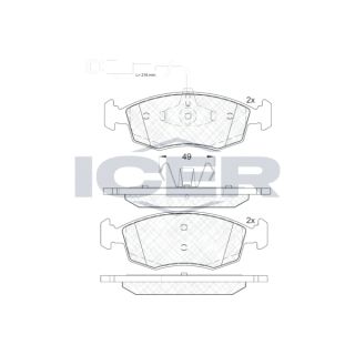 Stabdžių trinkelių rinkinys, diskinis stabdys ICER 182033