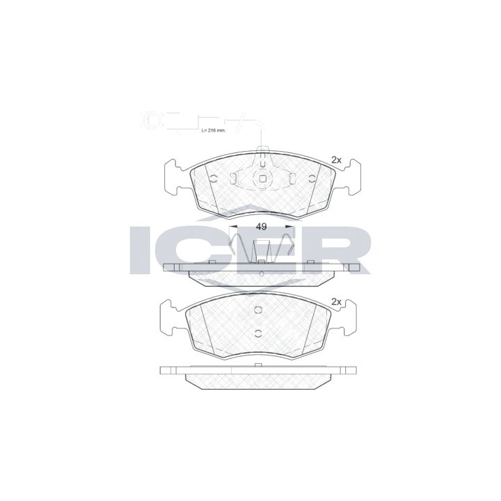 Stabdžių trinkelių rinkinys, diskinis stabdys ICER 182033