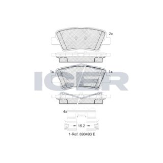 Stabdžių trinkelių rinkinys, diskinis stabdys ICER 182036-066