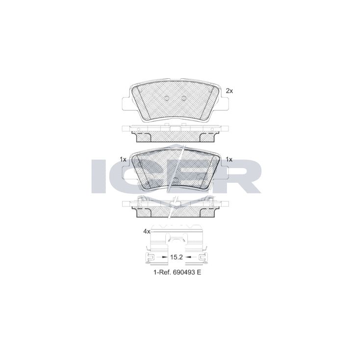 Stabdžių trinkelių rinkinys, diskinis stabdys ICER 182036-066