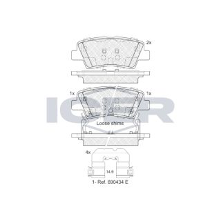 Stabdžių trinkelių rinkinys, diskinis stabdys ICER 182036-203