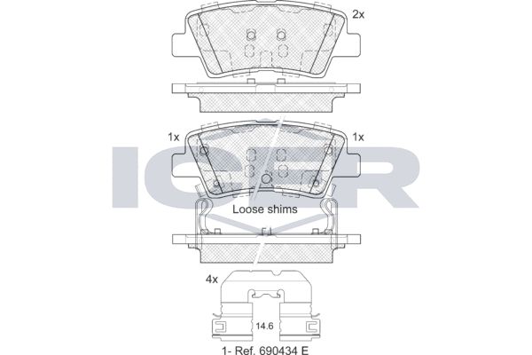 Stabdžių trinkelių rinkinys, diskinis stabdys ICER 182036-203