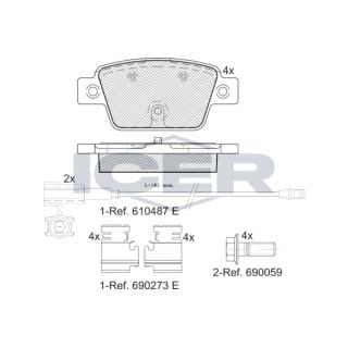 Stabdžių trinkelių rinkinys, diskinis stabdys ICER 182043