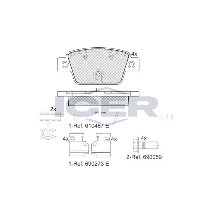 Stabdžių trinkelių rinkinys, diskinis stabdys ICER 182043