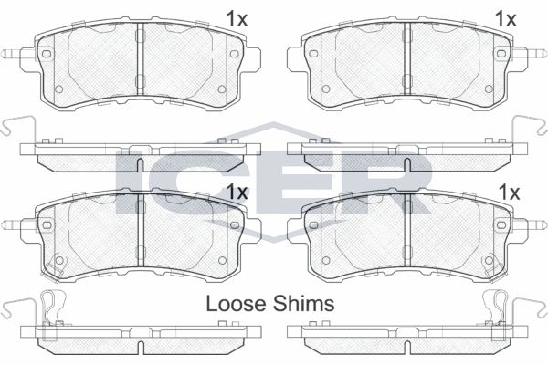 Stabdžių trinkelių rinkinys, diskinis stabdys ICER 182052