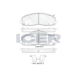 Stabdžių trinkelių rinkinys, diskinis stabdys ICER 182054