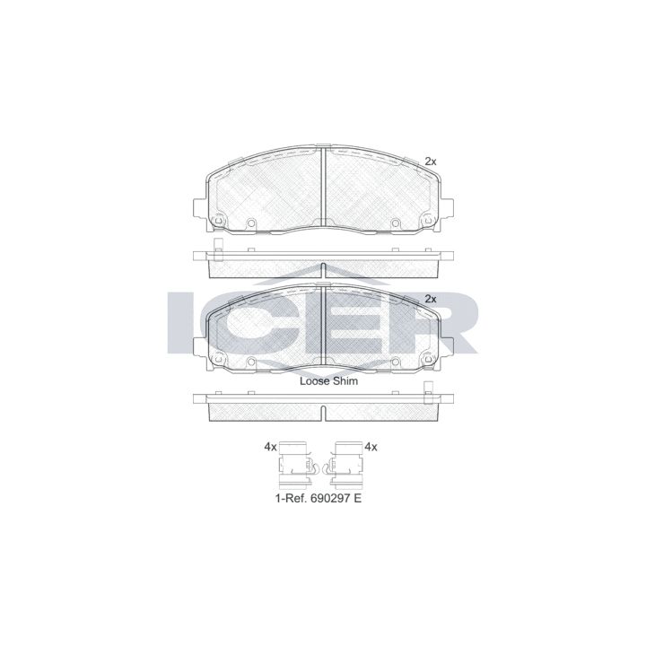 Stabdžių trinkelių rinkinys, diskinis stabdys ICER 182054