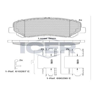 Stabdžių trinkelių rinkinys, diskinis stabdys ICER 182055