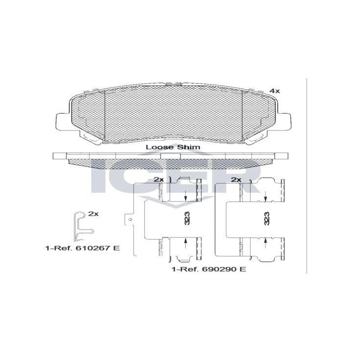 Stabdžių trinkelių rinkinys, diskinis stabdys ICER 182055