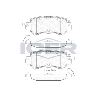 Stabdžių trinkelių rinkinys, diskinis stabdys ICER 182056