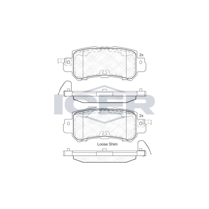 Stabdžių trinkelių rinkinys, diskinis stabdys ICER 182056
