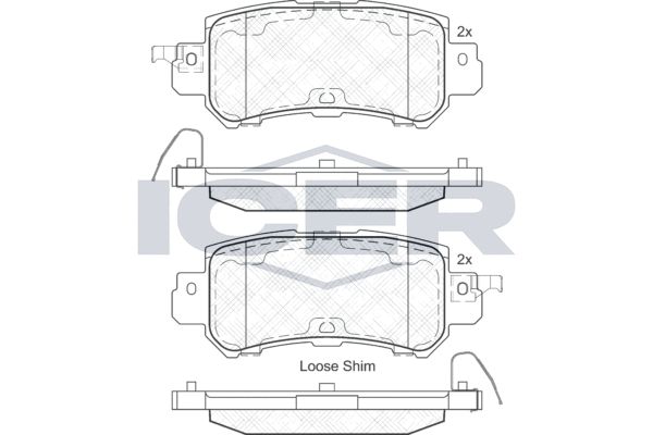 Stabdžių trinkelių rinkinys, diskinis stabdys ICER 182056