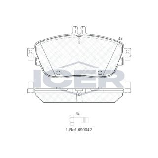 Stabdžių trinkelių rinkinys, diskinis stabdys ICER 182061