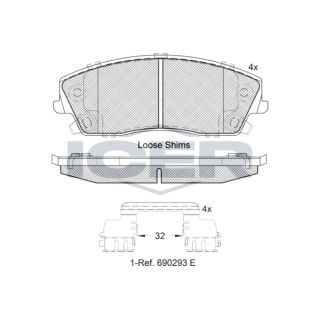 Stabdžių trinkelių rinkinys, diskinis stabdys ICER 182067