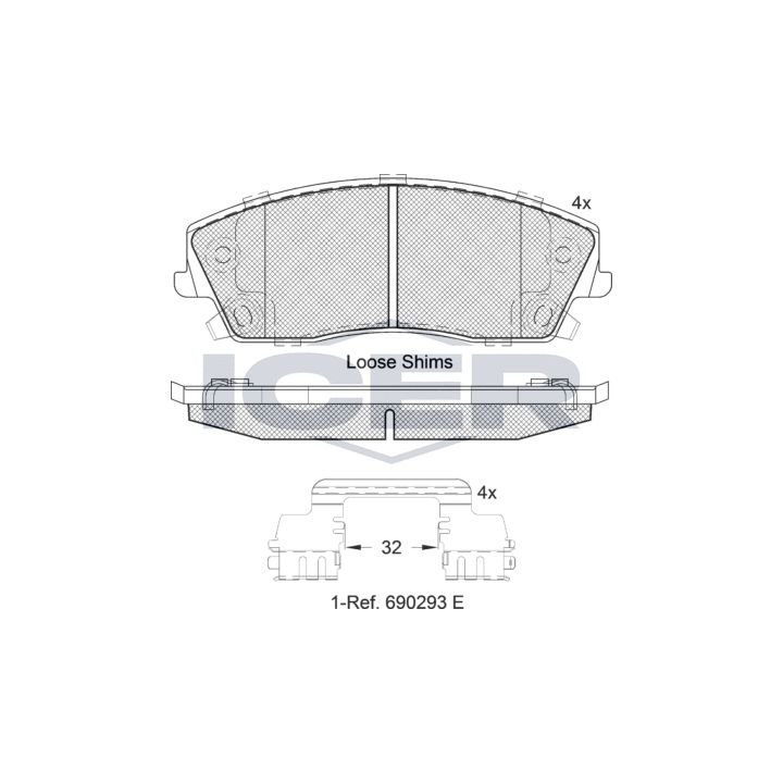 Stabdžių trinkelių rinkinys, diskinis stabdys ICER 182067