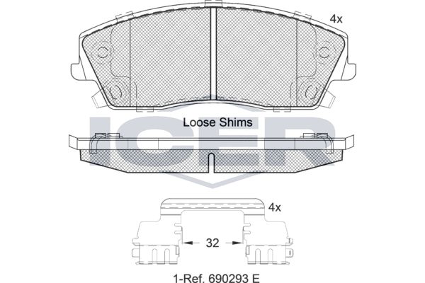Stabdžių trinkelių rinkinys, diskinis stabdys ICER 182067