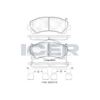 Stabdžių trinkelių rinkinys, diskinis stabdys ICER 182082