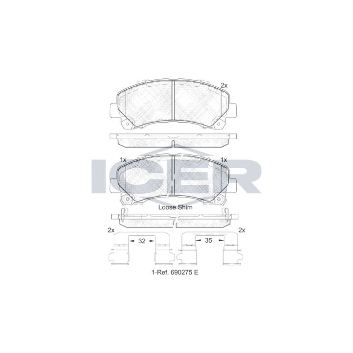 Stabdžių trinkelių rinkinys, diskinis stabdys ICER 182082