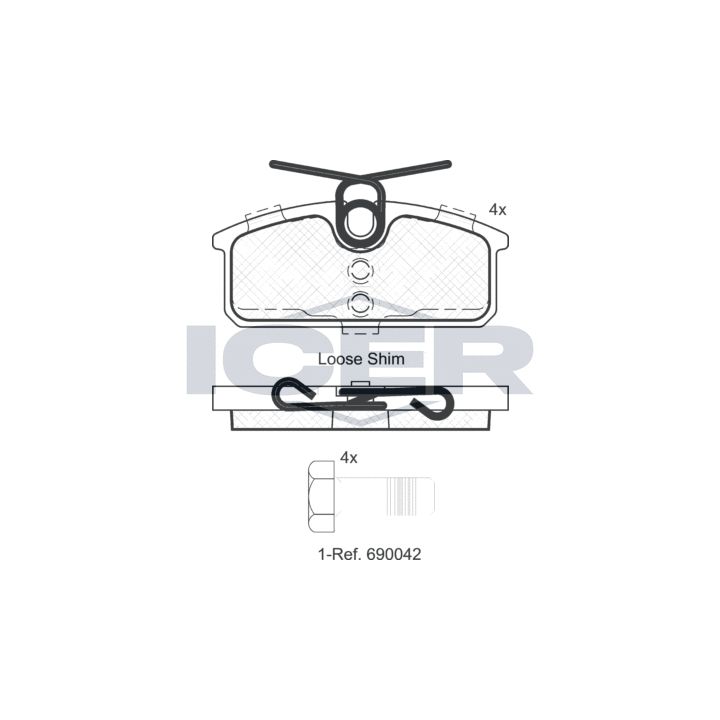 Stabdžių trinkelių rinkinys, diskinis stabdys ICER 182084