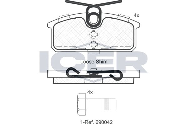 Stabdžių trinkelių rinkinys, diskinis stabdys ICER 182084