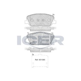 Stabdžių trinkelių rinkinys, diskinis stabdys ICER 182090