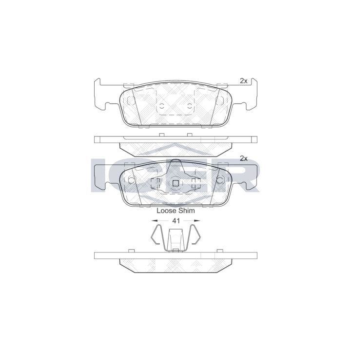 Stabdžių trinkelių rinkinys, diskinis stabdys ICER 182115