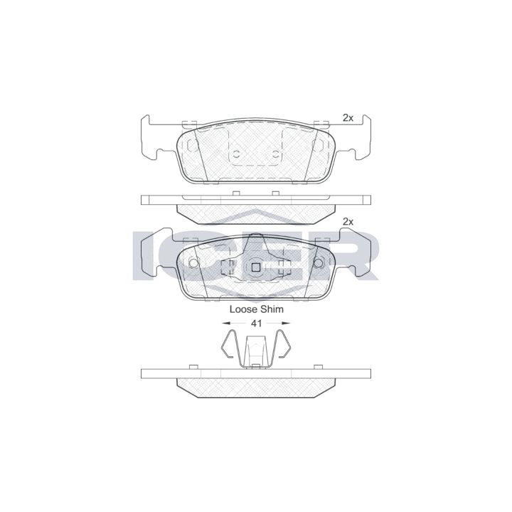 Stabdžių trinkelių rinkinys, diskinis stabdys ICER 182115-202