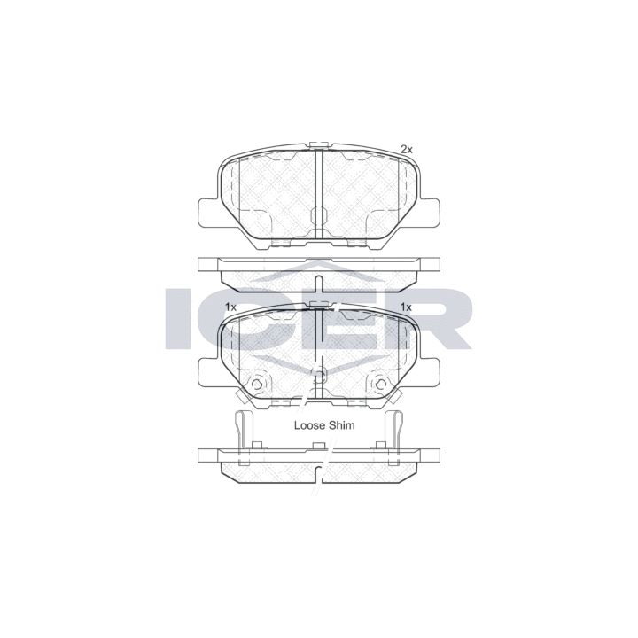 Stabdžių trinkelių rinkinys, diskinis stabdys ICER 182118